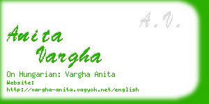 anita vargha business card
